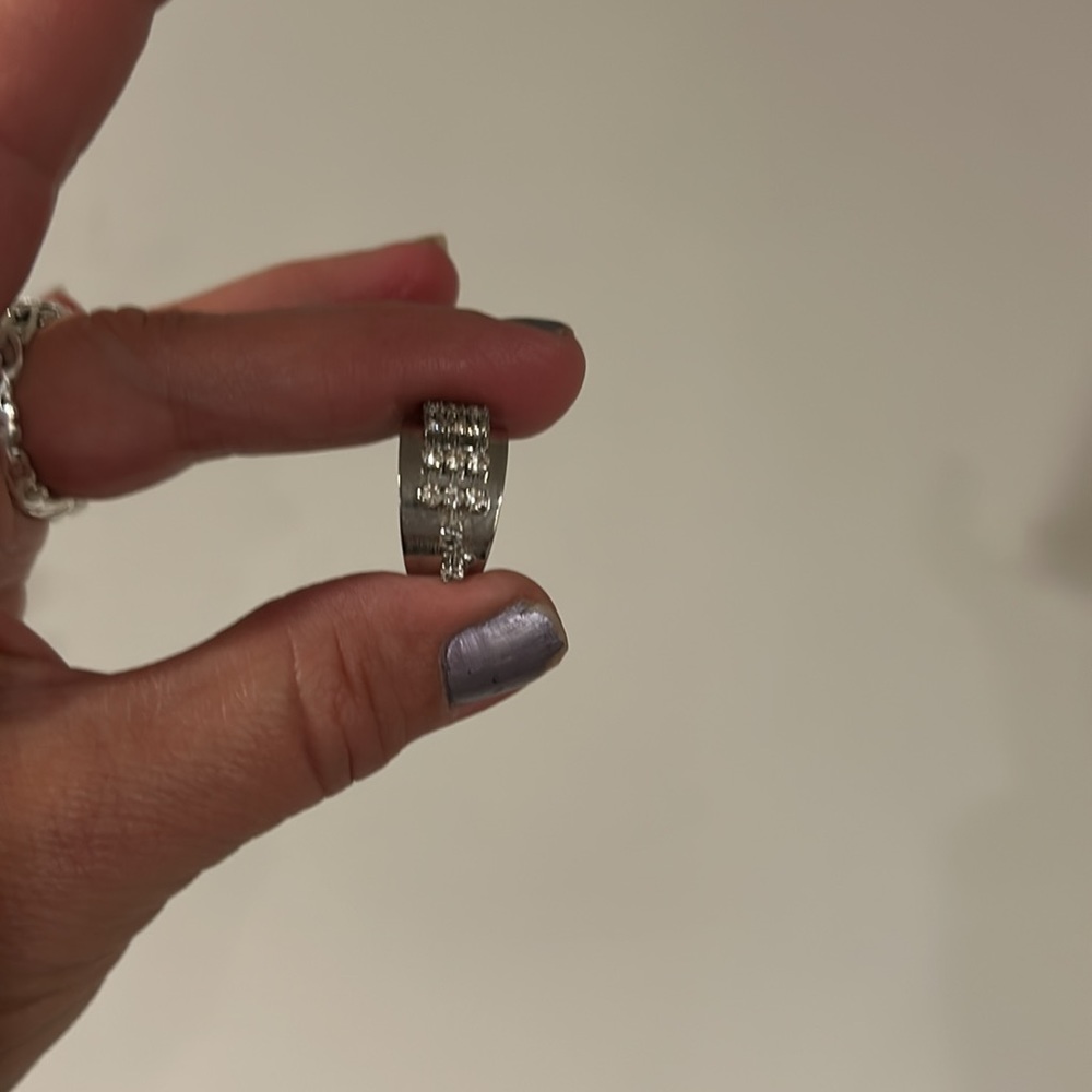 Adjustable Stainless Steal Crystal Statement Bling Ring